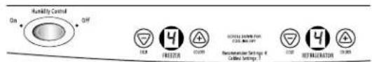 Humidity Control On Off ON FROSOUR CODEM SCHOOL NAME OF COCOAL NAME OF REFRIGERATION ON/OFF ON/OFF ON/OFF