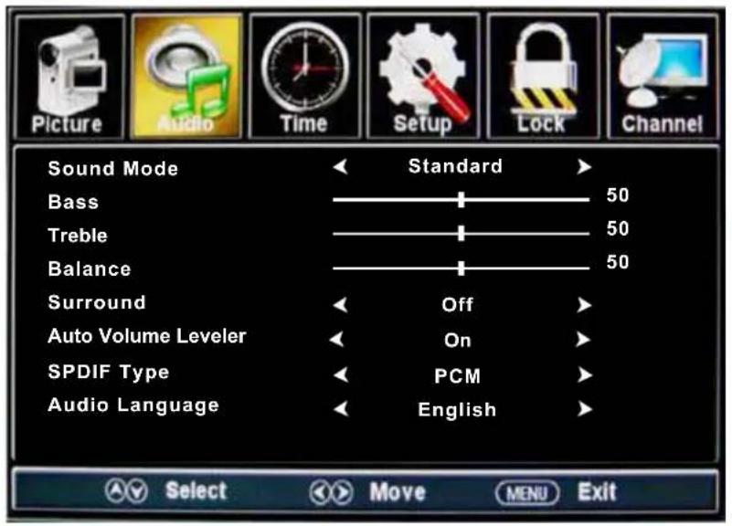 HAIER LE42B1380 - Audio menu - 1