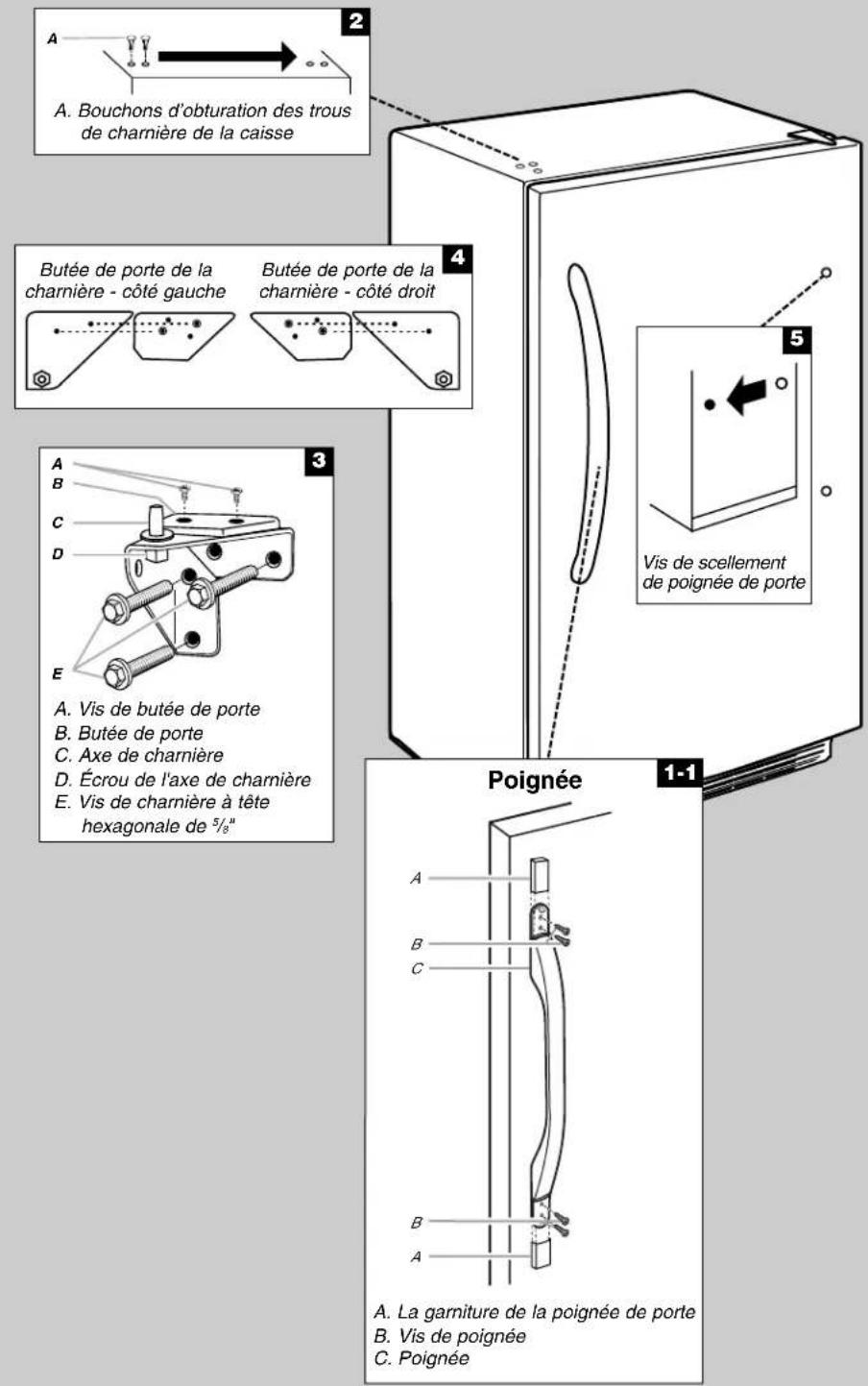 AMANA AQF1613TEW - Inversion du sens d'ouverture de la porte (facultatif) - 1
