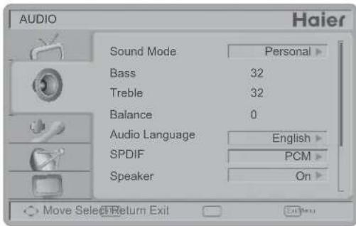 HAIER L26C1120 - AUDIO MENU (MENU AUDIO) - 1