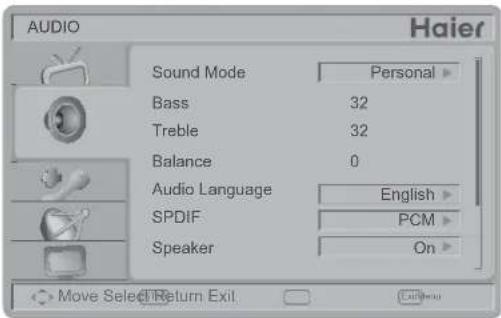 HAIER L26C1120 - AUDIO MENU (MENÚ AUDIO) - 1