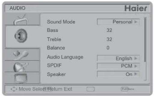 HAIER L26C1120 - AUDIO MENU - 1