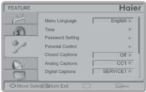 HAIER L26C1120 - FEATURE MENU - 1