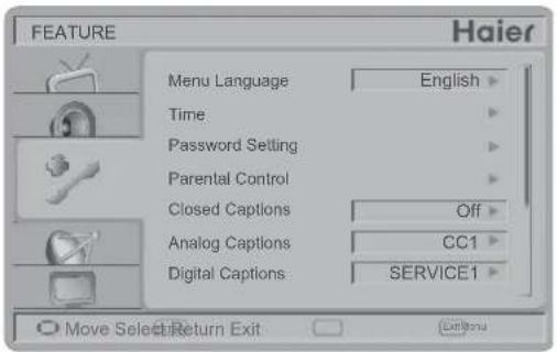 HAIER L26C1120 - MENU FEATURE (FUNCIONES) - 1