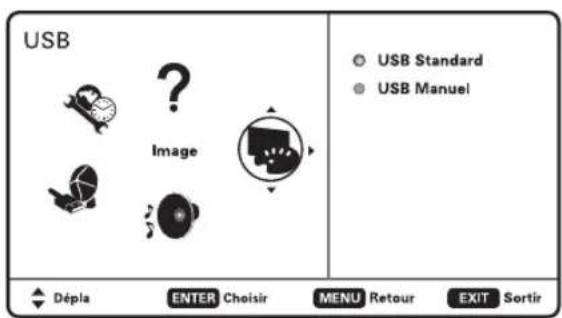 USB Image Dépla ENTER Choisir MENU Retour EXIT Sortir ● USB Standard ● USB Manuel