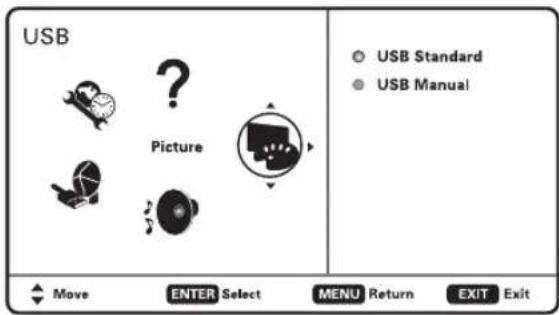 USB Picture USB Standard USB Manual Move ENTER Select MENU Return EXIT Exit