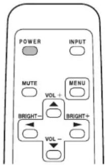 POWER INPUT MUTE VOL+ MENU BRIGHT- BRIGHT+ VOL-