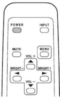 POWER INPUT MUTE VOL+ MENU BRIGHT- BRIGHT+ VOL-