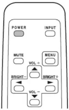 POWER INPUT MUTE VOL+ MENU BRIGHT- BRIGHT+ VOL-