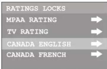 INSIGNIA NSF27TV - Pour configurer les classifications du Canada anglophone : - 3