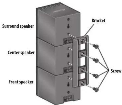 PIONEER HTS570 - Stack the speakers and fix with the brackets. - 2