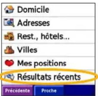 GARMIN iQue 3000 - Affichage de résultats récents - 3