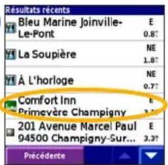 GARMIN iQue 3000 - Affichage de résultats récents - 5