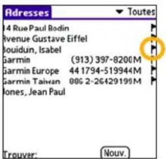 GARMIN iQue 3000 - Creation d'un itinéraire dans le carnet d'adresses - 2