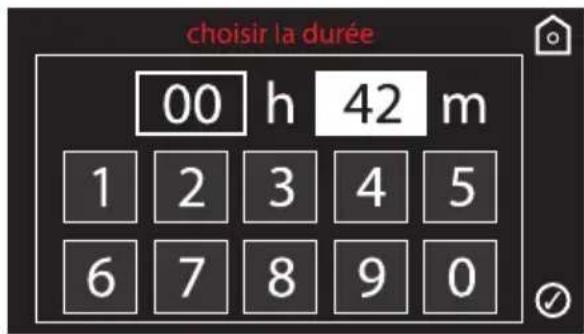 choisir la durée 00 h 42 m 1 2 3 4 5 6 7 8 9 0