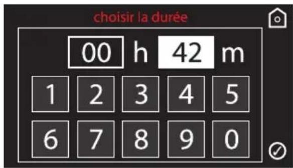 choisir la durée 00 h 42 m 1 2 3 4 5 6 7 8 9 0