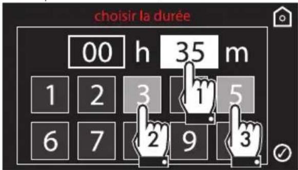 Choisir la durée 00 h 35 m 1 2 3 1 5 6 7 2 9 3