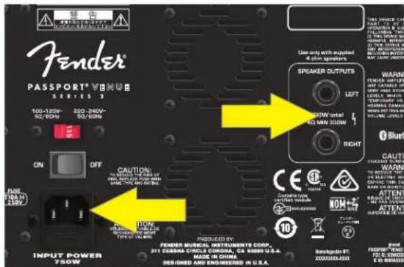 FENDER Passport Venue Series 2 - CONEXION DE CABLE DE ALIMENTACION/ALTAVOZ: - 1