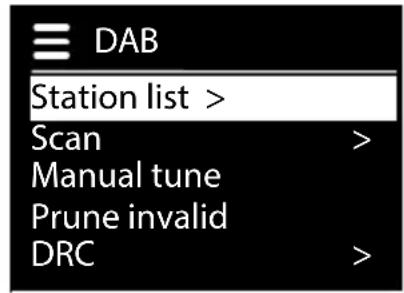 MEDION P85295 (MD 88295) - Hoofdmenu in de DAB-radiomodus - 1