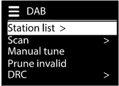 MEDION P85295 (MD 88295) - Menu principal en el modo de radio DAB - 1