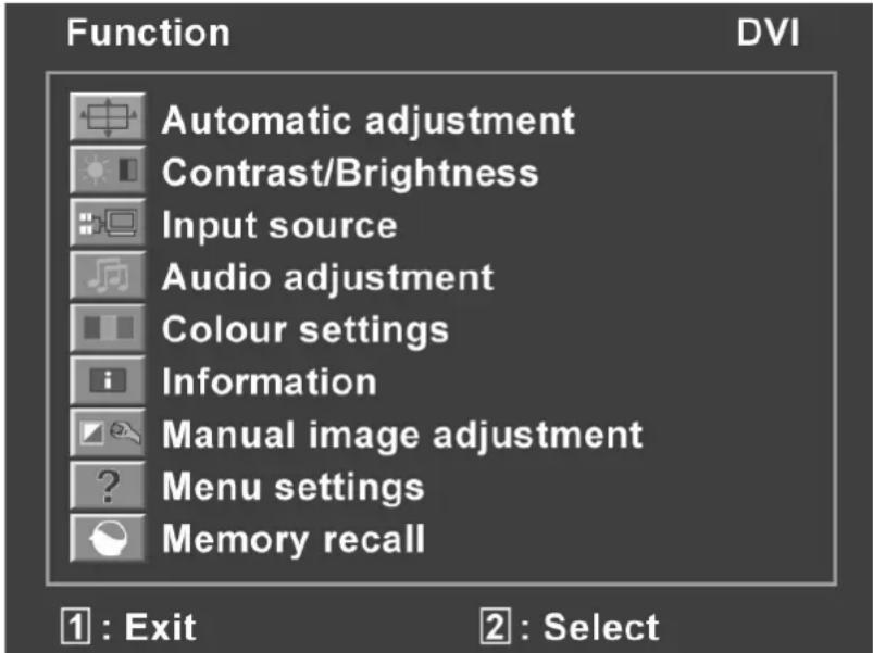 MEDION Akoya P54160 (MD 20360) - The OSD menu - 1