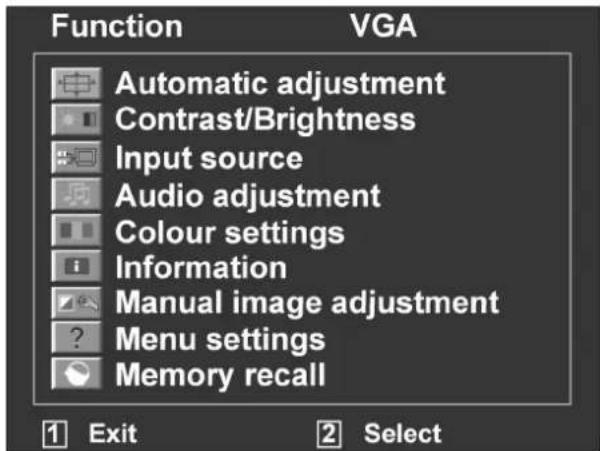 MEDION Akoya X57005 (MD 21147) - The OSD menu - 1