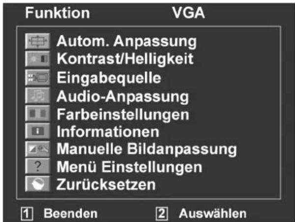 MEDION Akoya X57005 (MD 21147) - Das OSD-Menü - 1