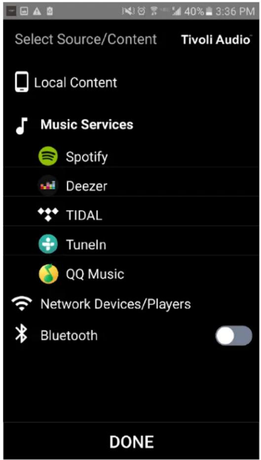 TIVOLI AUDIO Cube - Ajustes de configuración de grupo – Selección de una fuente de música - 1