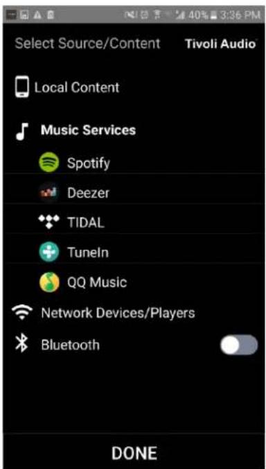 TIVOLI AUDIO Cube - Configuration de groupe – Sélection d'une source de musique - 1