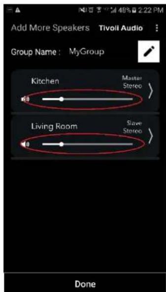 TIVOLI AUDIO Cube - Group Configuration Settings – Volume adjustment of individual speakers - 3