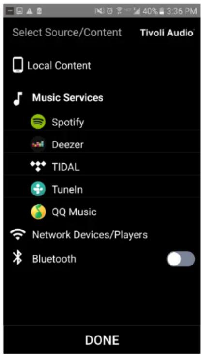 TIVOLI AUDIO Cube - Configuratie-instellingen groep – Een muziekbron selecteren - 1