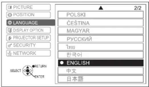 PANASONIC PTLB2U - LANGUAGE MENU - 4