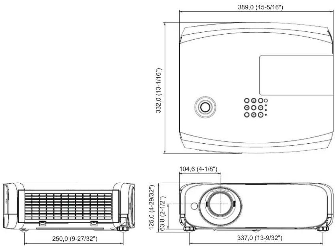 PANASONIC PTVX600 - Dimensions - 1