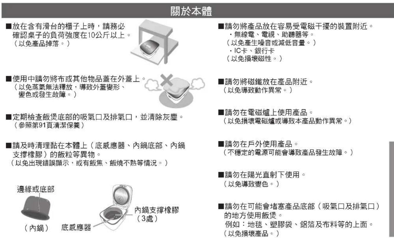 PANASONIC SRAFG186 - 使用注意事項 - 1