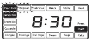 PANASONIC SRAFG186 - 按 Menu Select，選擇“Pearl Rice”的“Regular”（標準）。 - 1
