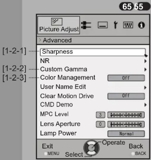 JVC DLARS65U - Adjustments and settings in the menu (continued) - 1