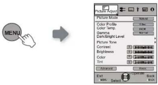 JVC DLARS65U - Display the setting menu - 1
