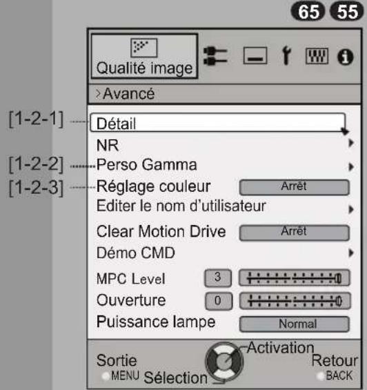 JVC DLARS55 - Réglages et paramètres dans le menu (Suite) - 1