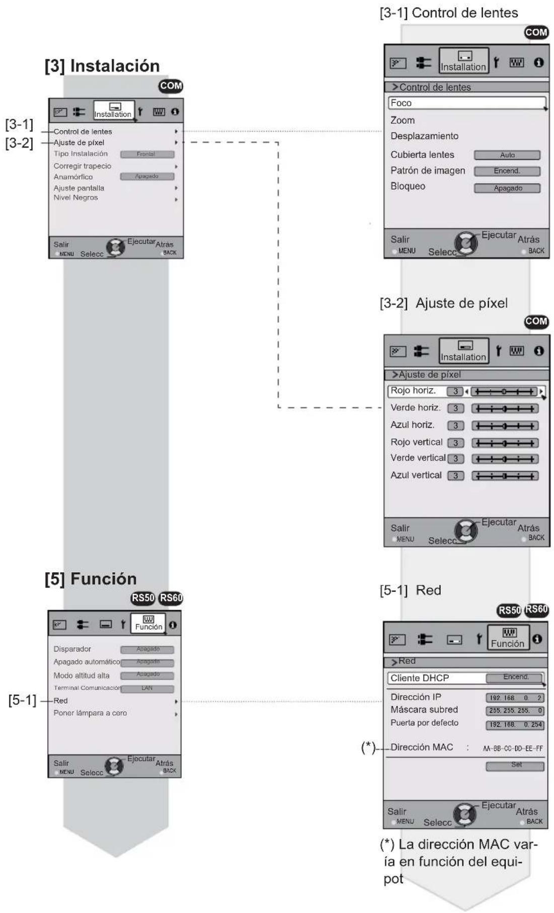 JVC DLARS60U3D - Ajustes y configuraciones del menú (Continuación) - 1