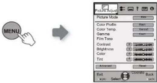 JVC DLARS60U3D - Display the setting menu - 1