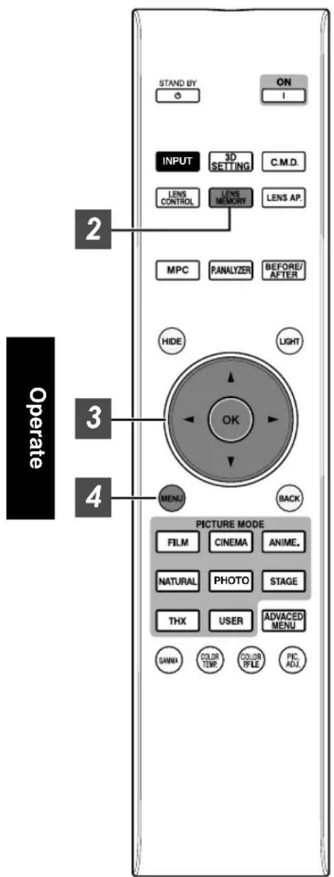 JVC DLARS49U - Saving and Retrieving Adjustment Settings - 1