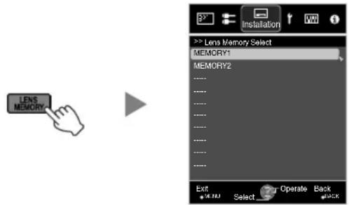 JVC DLARS49U - Press the [LENS MEMORY] button to display "Lens Memory Select" - 1