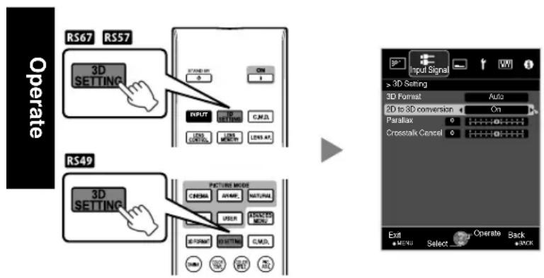 JVC DLARS49U - Select 2D to 3D conversion by "On", and press the [OK] button. - 1