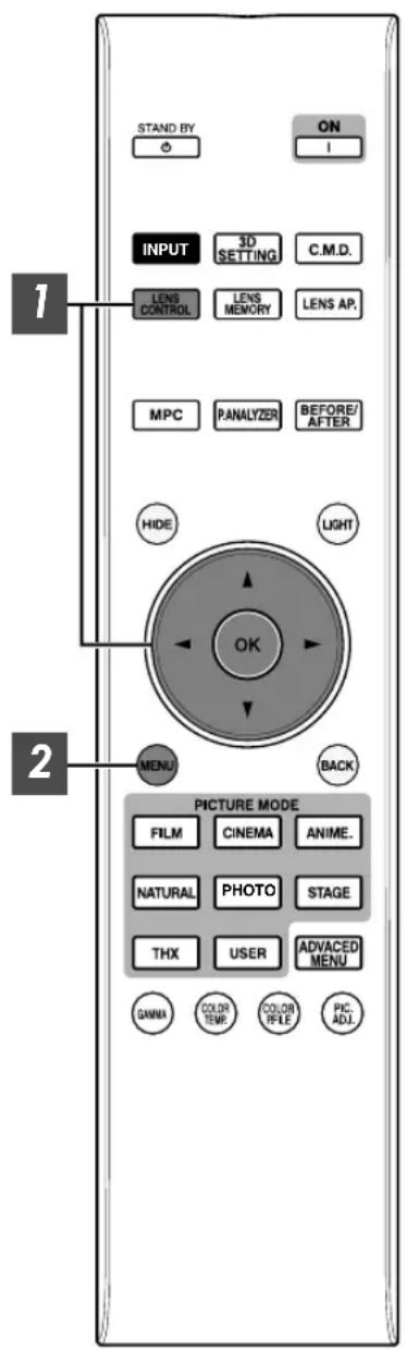 JVC DLARS49U - Adjusting the Lens According to the Projection Position - 1