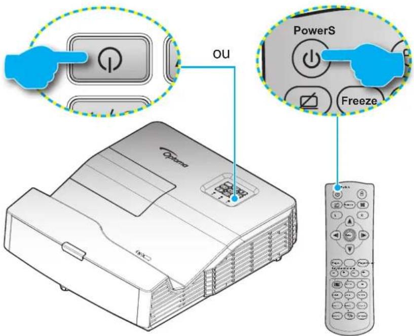 OPTOMA EH340UST - Mise sous/hors tension du projecteur - 1