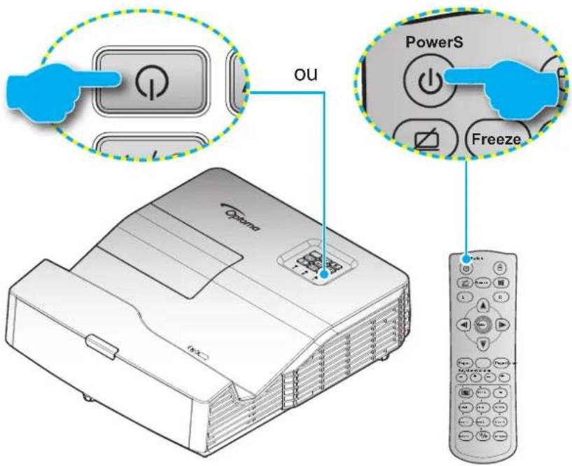 OPTOMA EH340UST - Mise sous/hors tension du projecteur - 1
