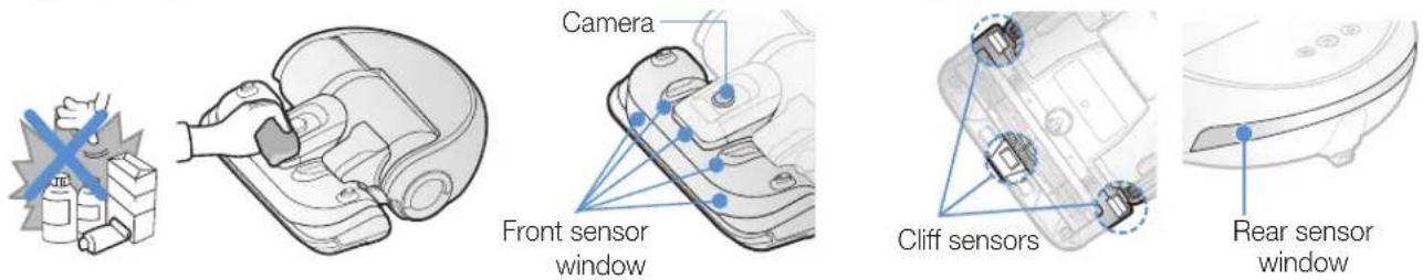 SAMSUNG POWERbot Essential VR2AJ9020UG - Cleaning the sensors and the camera - 1