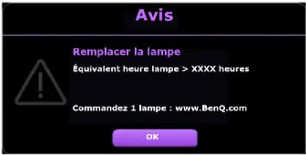 BENQ TK700STI - Quand remplacer la lampe (POUR UN TECHNICIEN QUALIFIÉ UNIQUEMENT) - 4