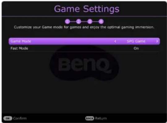 BENQ TK700STI - Spécifiez Paramètre de jeu. - 1