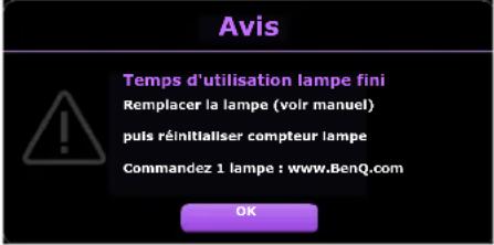 BENQ TK700STI - Quand remplacer la lampe (POUR UN TECHNICIEN QUALIFIÉ UNIQUEMENT) - 5